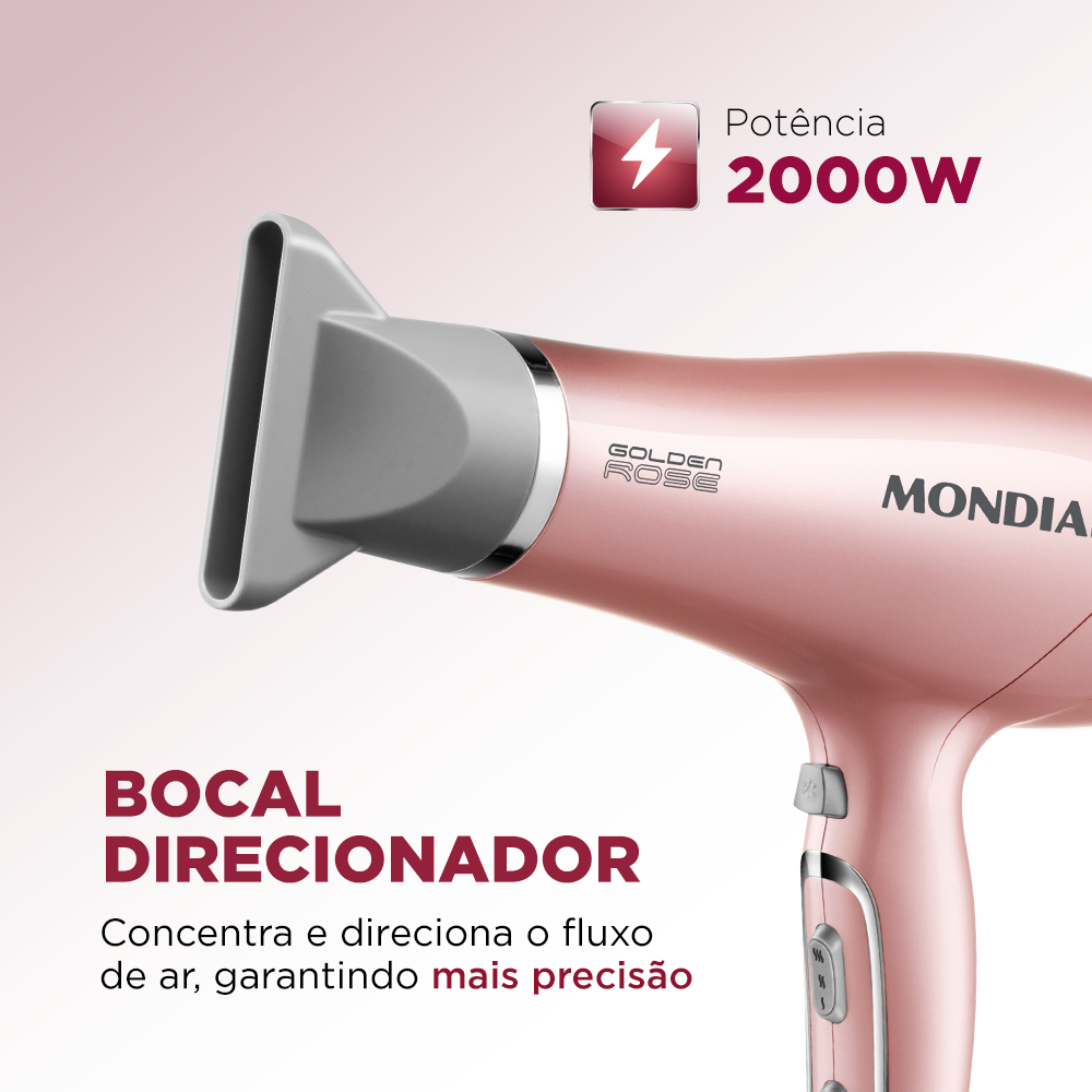 Secador De Cabelos Mondial Golden Rose Sc-32 Potencia 2000W Secador De Cabelos Mondial Golden Rose Sc-32 Potencia 2000W